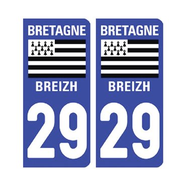 Sticker plaque Finistère 29 - Pack de 2 - bretagne & autocollant voiture - stickmycar.fr